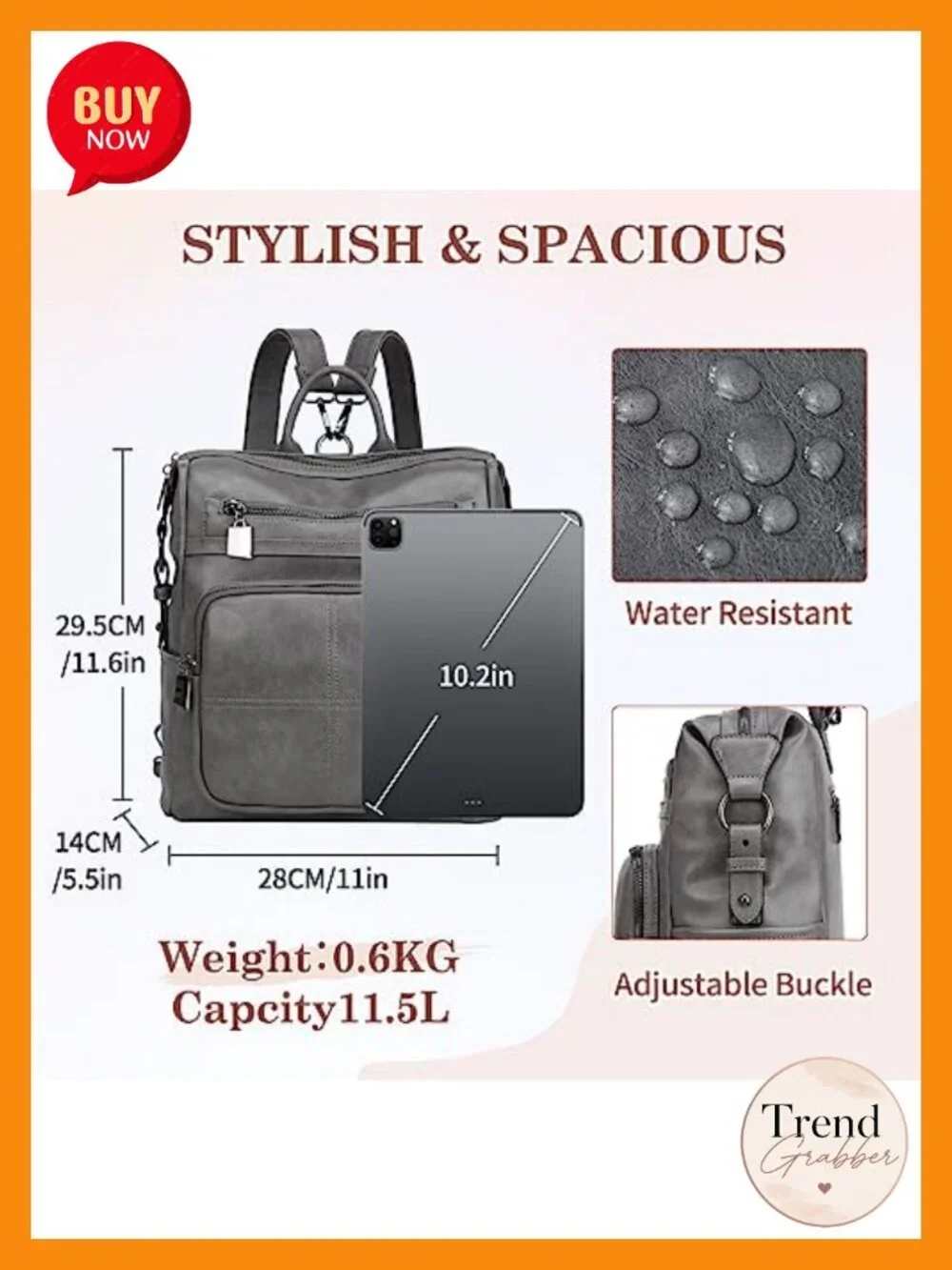 Convertible Vegan Leather Backpack Purse for Women - Fashion Satchel Handbag,